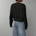 thumbnail image 5 of Women's button-down long-sleeved round neck cropped cardigan sweater cute knitted clothing, 5 of 9