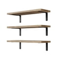thumbnail image 3 of 3 estantes flotantes de madera rústicos de pared para condimentos, botellas y platos. Marrón, 3 of 9