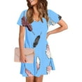 thumbnail image 3 of Nmnitkp Summer Dresses for Women 2026,The Latest Style Womens Dresses,Women's Fashion Summer Print Short-sleeved V-neck Casual Dress, 3 of 7