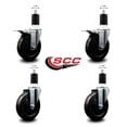 thumbnail image 2 of 5 Inch Hard Rubber Swivel 1-1/2 Inch Expand Stem Caster Set 2 Total Lock Brakes, 2 of 2