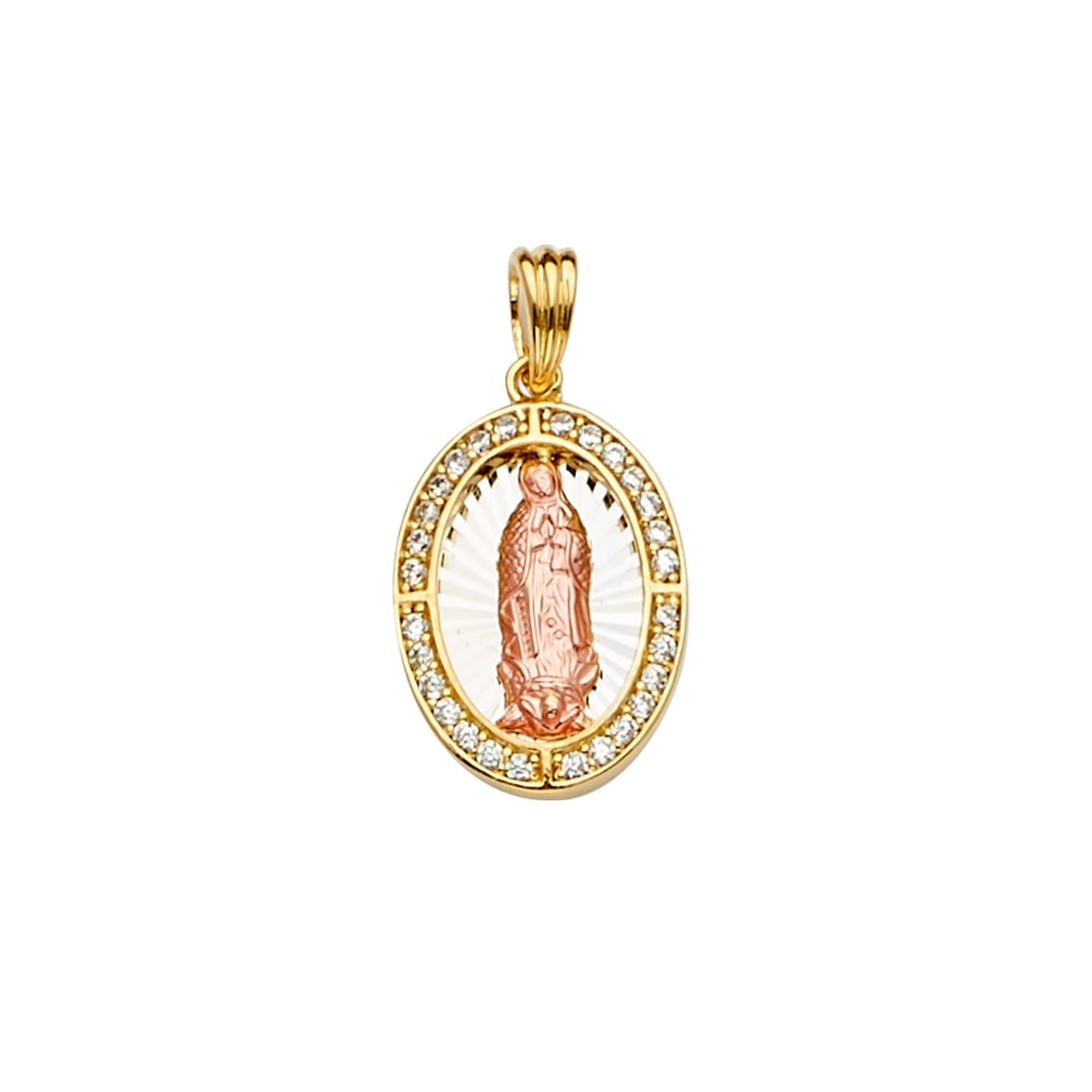 Wellingsale 14k 3 Tri Color White Yellow and Rose Gold I Love You Pendant Size : 20 x 15 mm 
