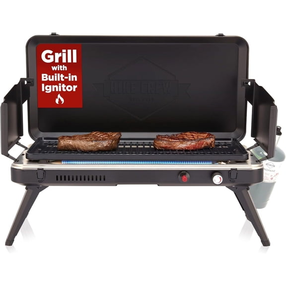 Hike Crew Gas Camping Grill – 13,000 BTU Portable Propane Stove for Camping, Hiking & Camp Kitchens