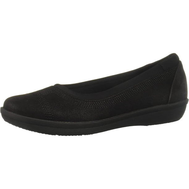 Clarks Women's Ayla Low Ballet Flat 12 Wide Black Synthetic Nubuck ...