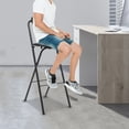 thumbnail image 2 of 1 PCS Black Foldable Bar Chair, Tall Folding Chair, Portable Folding Stool, Max. Load Capacity: 125kg/275.58lbs,  42*48*105cm/16.54*18.9*41.34in, 2 of 11