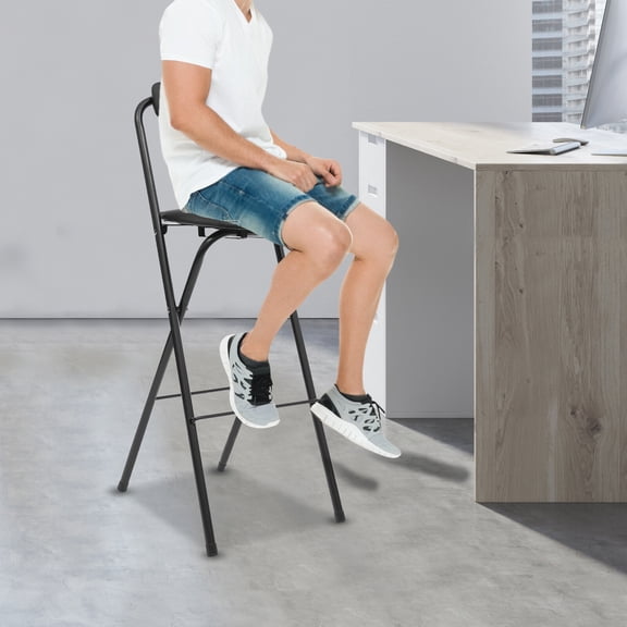 DENEST 70cm Folding Bar Stool with Backrest, Tall Foldable Stool Chair Portable 1 Pc