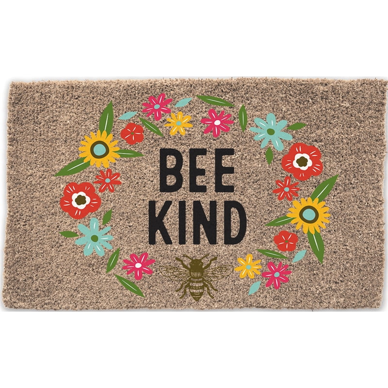 Evergreen Floor Mat Bee Kind Woven Back Coir Mat, 30'' x 18'' inches
