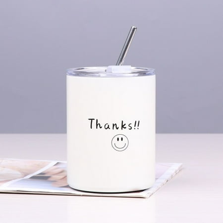 

350ML Portable Double Insulated 304 Stainless Steel Straw Mug Thermo Bottle for Water and Coffee Cup Car with straw