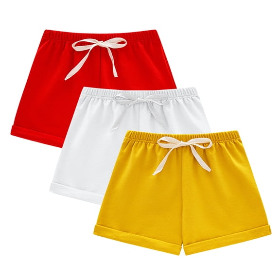 JYnXIANTI 3 Pack Baby Boy Girl Shorts Cotton Drawstring Elastic Waist Shorts Infant Casual Soft Shorts Kids Thin Summer Clothes