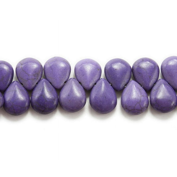 14x18mm 8 Inches Purple Howlite Puffed Teardrop Beads For Jewelry Making