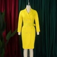 thumbnail image 4 of AURA Plus Size Double Breasted Blazer Collar Maxi Dress Elegant Long Sleeve Office Bodycon Dress with Belt, 4 of 10