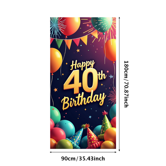 LUUFILx Golden Birthday Celebration, Happy 40th Birthday Backdrop Banner with Balloons and Stars for Party Supplies Decorations Photography Background Event Party