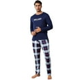 thumbnail image 3 of Winter new men's long-sleeved long pants set with printed check pattern, suitable for home wear and can be worn outside., 3 of 6