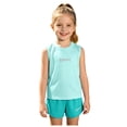 thumbnail image 3 of Girls Athletic Sets Summer Sleeveless Shorts, Toddler Kids Outfit Set 2 Piece Cool Feeling, Green Size 5-6 Years, 3 of 6