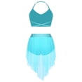 thumbnail image 2 of inlzdz Womens Dance Outfit V-Neck Camisole High-Waist Mesh Skirts 2-Piece Set for Stage Performance Sky Blue XL, 2 of 7