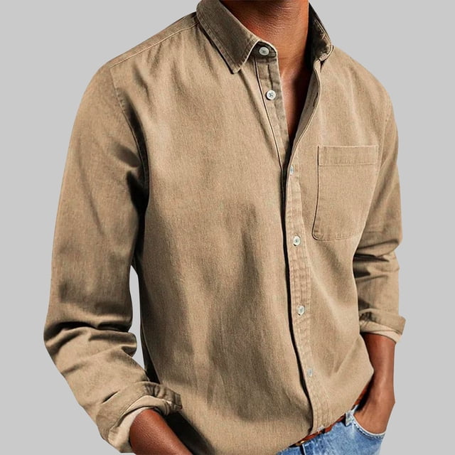 pstuiky Camisas casuales de manga larga para hombre, Camisa informal de manga larga con botones y bolsillos para hombre camisetas de hombre xl