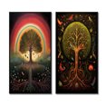thumbnail image 2 of Designart "Rainbow Tree of Life Retro Illustration" Landscape Trees Framed Wall Art Set Of 2 - Traditional Green Framed Canvas Set For Living Room Decor, 2 of 6