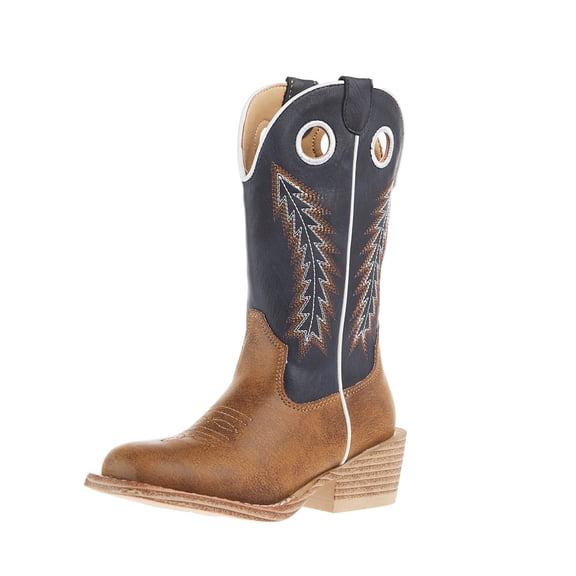 Roper Footwear Boys Roper Little Kids Walker Square Toe with Navy Shaft Boot 1 M Tan