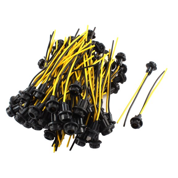 100Pcs Vehículo 12V W5W 194 T10 Bombilla LEDs Portalámparas 2-Cables Conector Plástico Negro