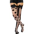 thumbnail image 4 of ToBeInStyle Women's Sheer Contrasting Mix & Match Vertical Stripes Large Polka Dot Thigh Highs - Black/White - One Size, 4 of 7