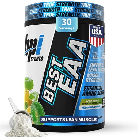 BPI Sports Essential Amino Acids EAA Powder - Pre, Intra & Post Workout Drink, EAA + BCAA + Hydration, Sour Power, 30 Servings
