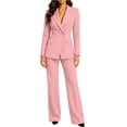 thumbnail image 5 of MLCDZ Two Piece Sets for Women Blazer Double Breasted V Neck Long Sleeve Jacket Wide Leg Loose Pants Pockets Suits Set Office Work Business Casual Outfits, 5 of 8