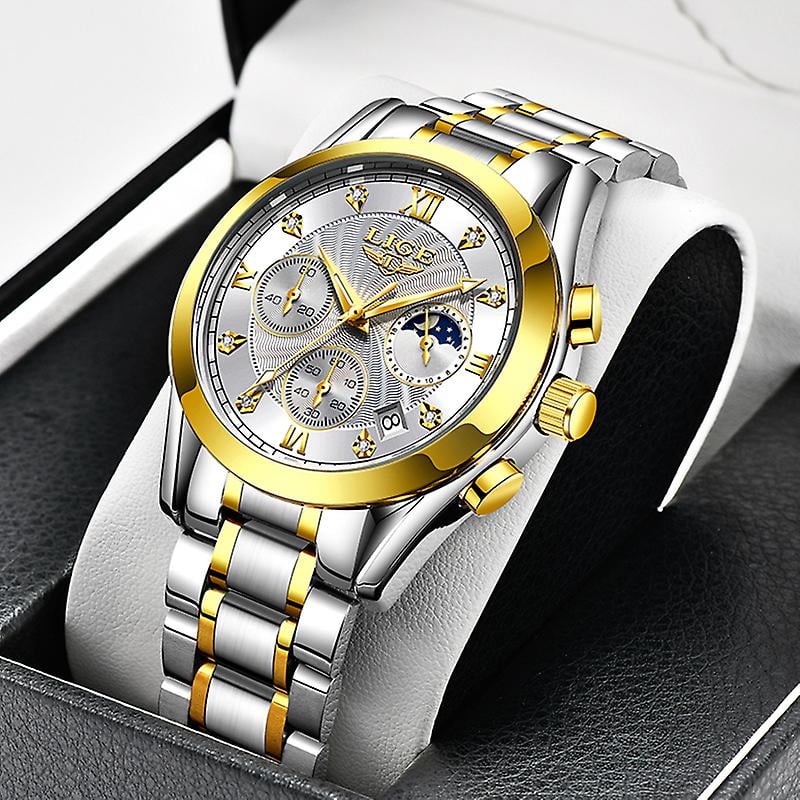Lige New Gold Watch Women Watches Ladies Creative Steel Women s Bracelet Watches Female Waterproof Clock Relogio Feminino sebneei Gold