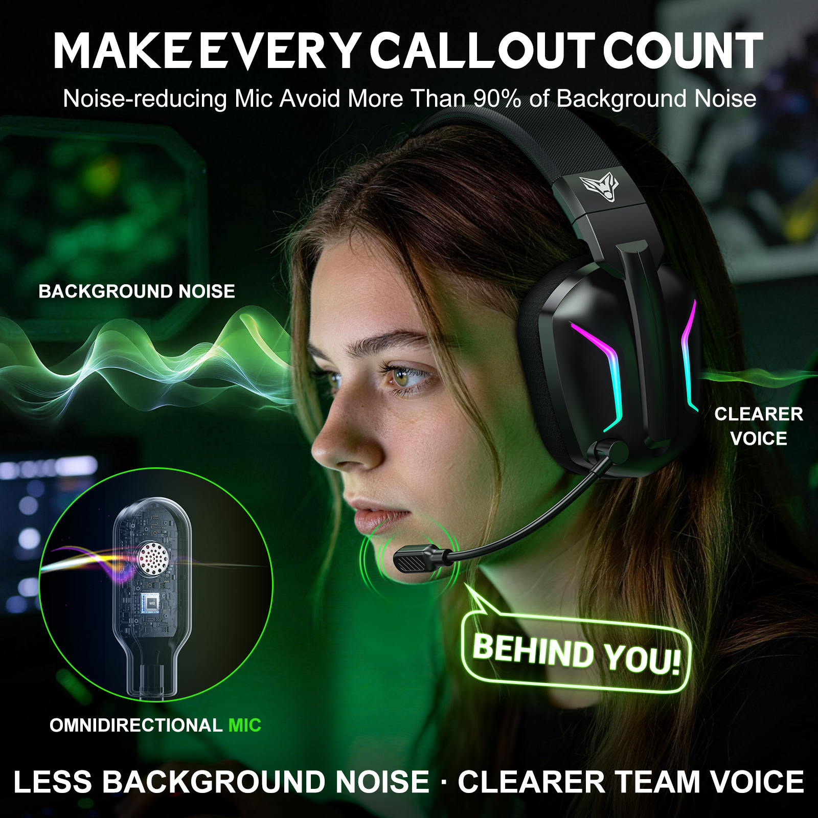 Vakedy Wireless Gaming Headset PS5/PS4/PC 2.4GHz Bluetooth photo 5