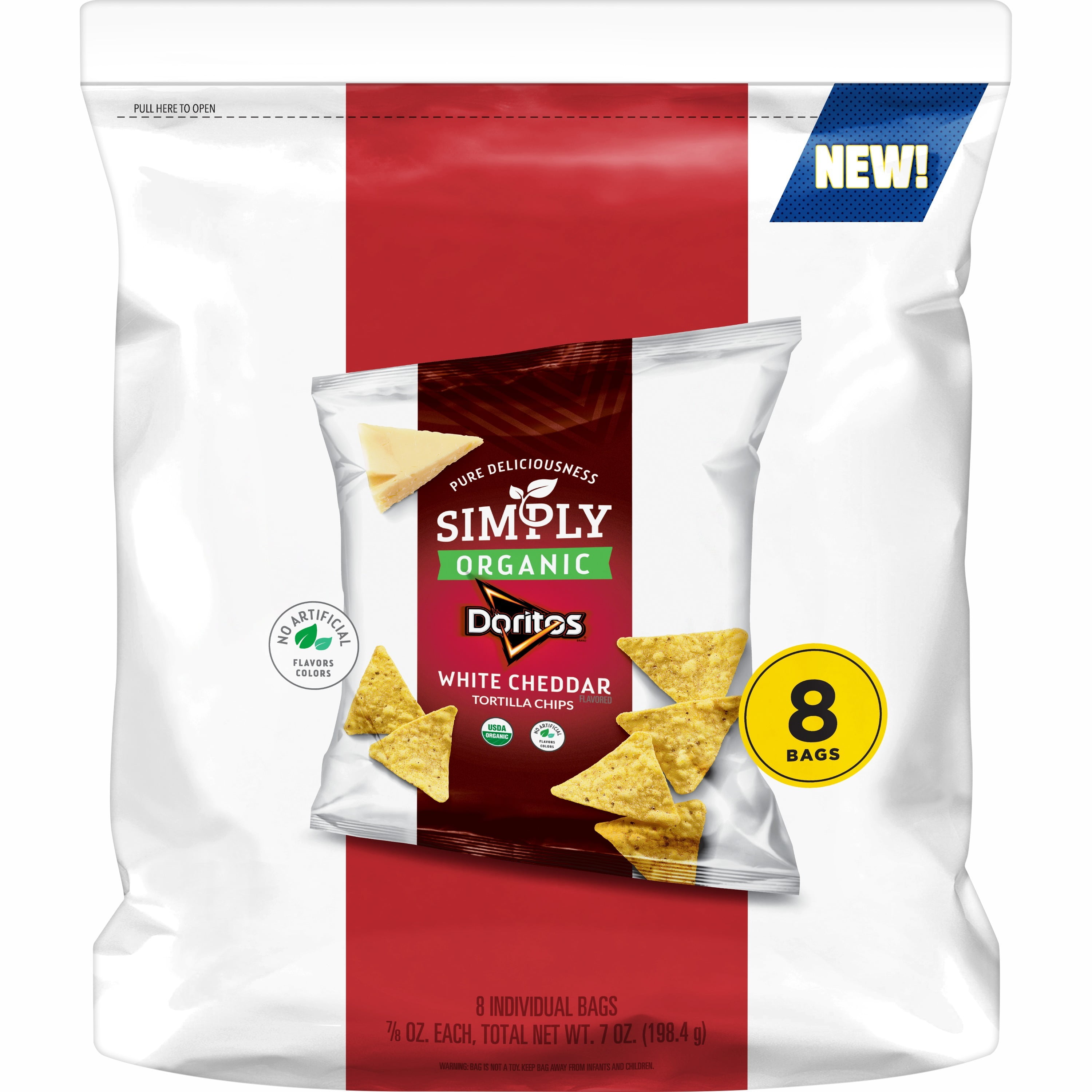 Simply Organic Doritos White Cheddar Flavored Tortilla Chips, 0.875 oz