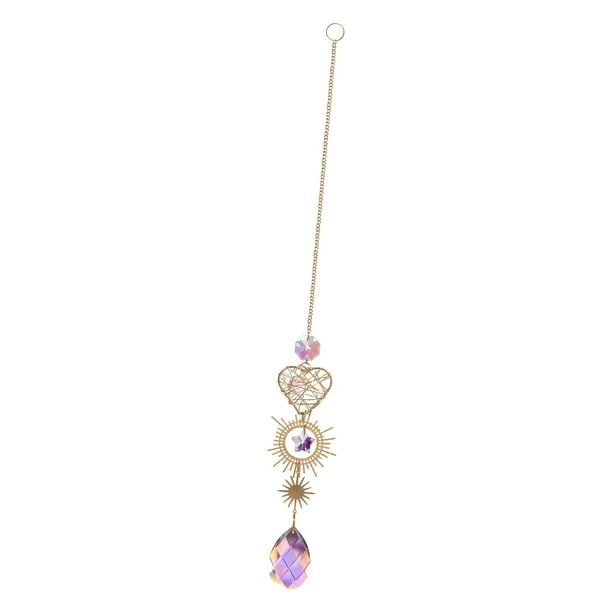 Cadena de cuentas de cristal colgantes con purpurina para ventana Corazón1