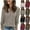 Khaki, variant on PUMISAS Fall Sweaters For Wowen Long Sleeve Solid Color Sweater Shirt Pullover V-Neck Blouse Casual Loose Pullover Tops With Buttons