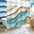 thumbnail image 5 of No Hook Shower Curtain, Teal Brown Ombre Shower Curtains for Bathroom with See Through Top Window, Modern Abstract Moire Art Geometric Waterproof & Washable Bath Curtain 66"x72", 5 of 9