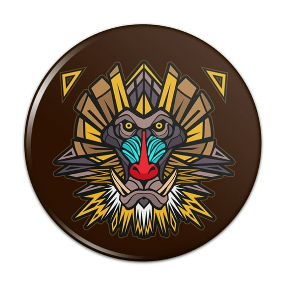 Mandrill Baboon Face Monkey Primate Pinback Button Pin
