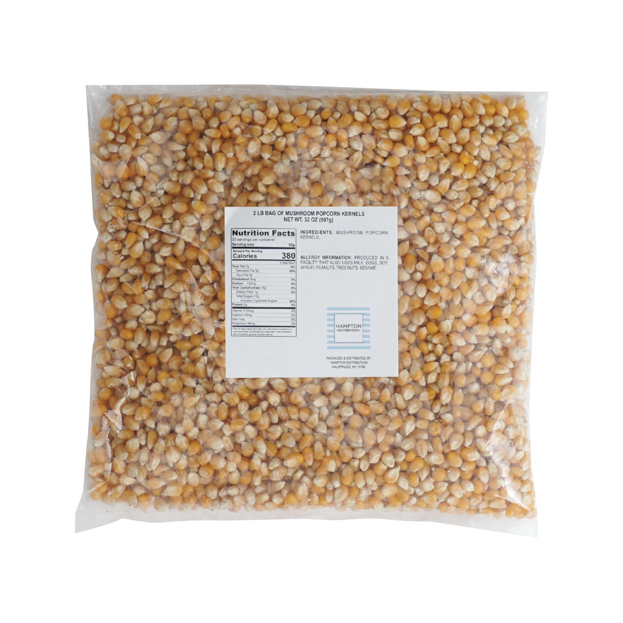 Mushroom Popcorn Kernels, 2 Pound Bulk Bag, The Hampton Popcorn Company