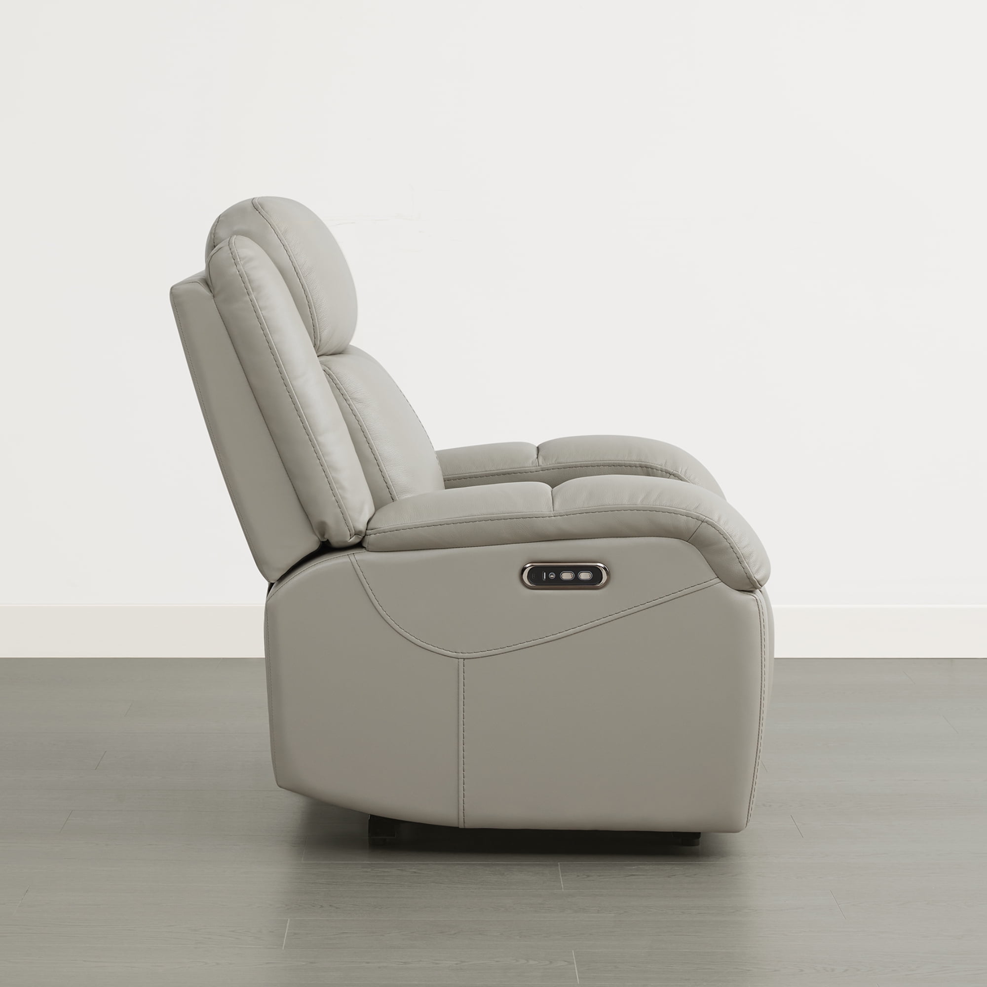 CHITA Genuine Leather Power Recliner Chair with Adjustable Headrest, Gray