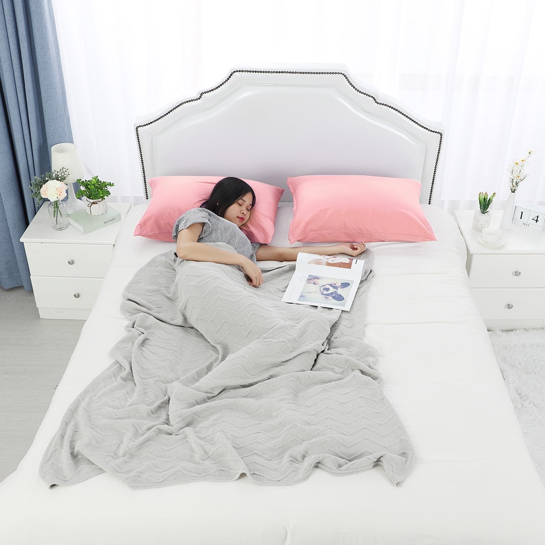 Unique Bargains Pillowcases 2-Piece Egyptian Cotton Pillow Cover Light Pink Standard