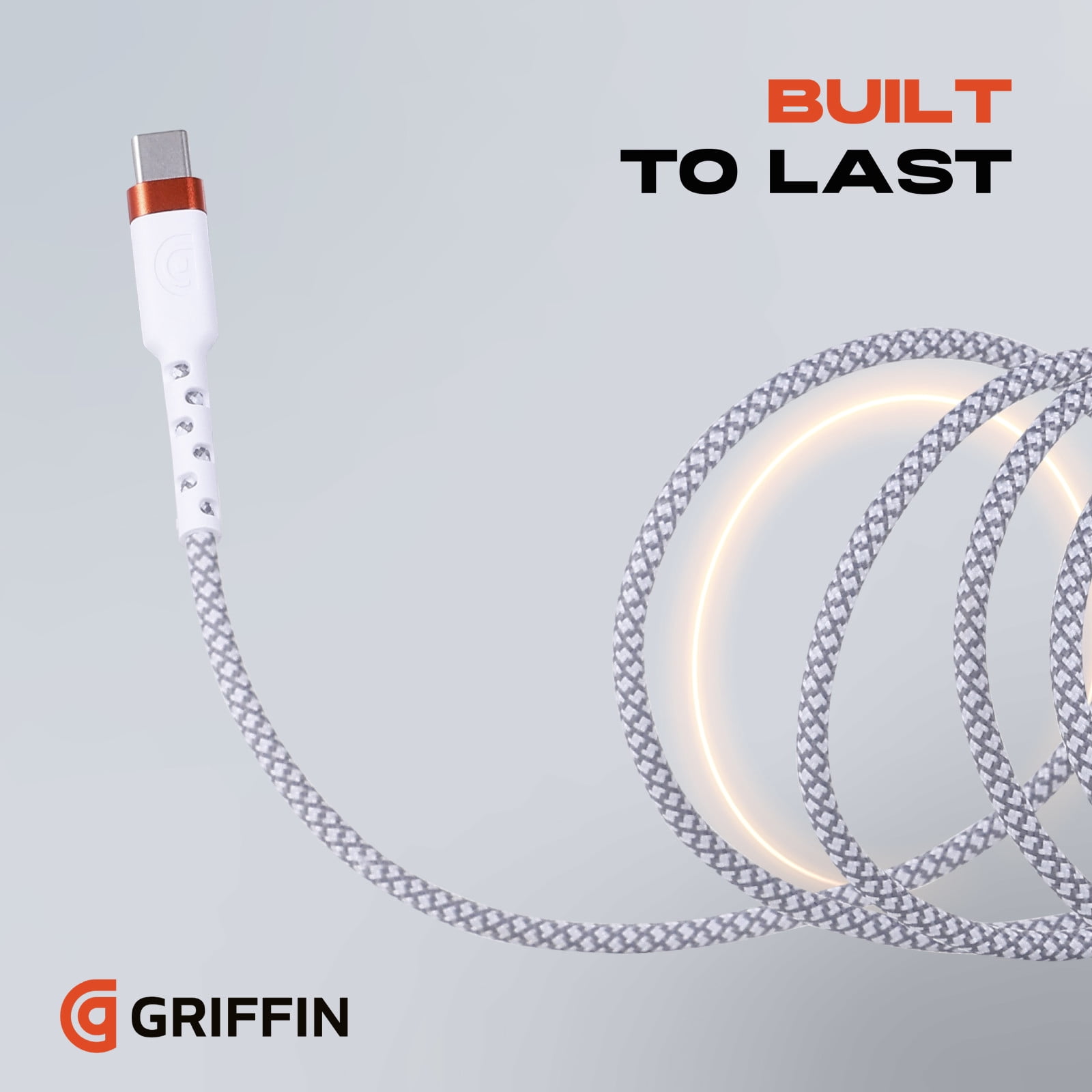 Griffin 6FT Ultra Durable Lightning to USB-C Charge & Sync Cable – 60W Fast Charging, 30,000 Bends Strong, Nylon Braided, Universal Compatibility