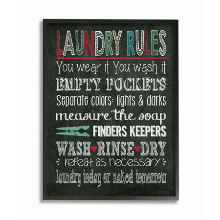 Bathroom Framed Decor The Stupell Home Decor Collection Laundry Rules Typography Chalkboard Bathroom Oversized Framed Giclee Texturized Art, 16 x 1.5 x 20 ()