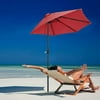 9FT Half Round Beach Umbrella Waterproof Foldable Sunshade Heavy Duty Red