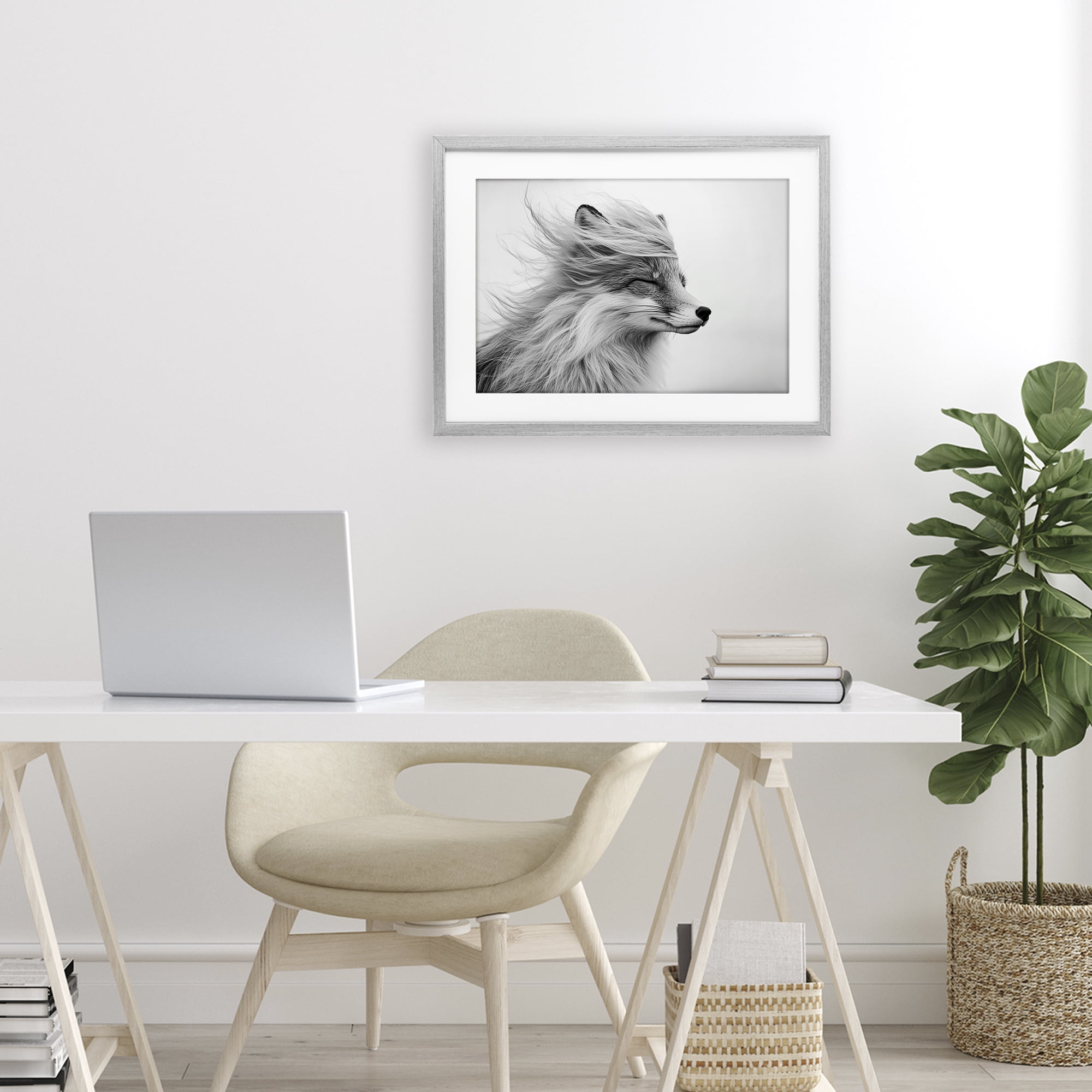 Stupell Industries Easy Breezy Fox Gray Framed Print Under Glass, design by Tina LeCour