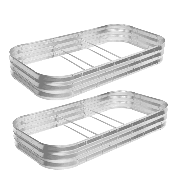 Nana Guard Galvanized Raised Garden Bed Kit, 2Pack Large Metal Raised Garden Beds for Vegetables(Silver)