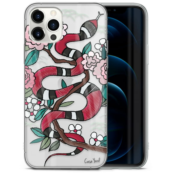 Caseyard TPU Clear Case for iPhone 13 Pro with Flower Snake design phone cover