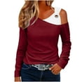 thumbnail image 1 of mfyjkho Tops De Moda Para Mujer, Blusa Informal De Color Liso Con Hombros Descubiertos Y Hebilla De Metal Para Mujer Tops Para Mujer L, 1 of 6