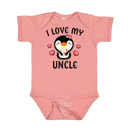 

Inktastic I Love My Uncle with Cute Penguin and Hearts Gift Baby Girl Bodysuit