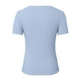 thumbnail image 5 of Daznico Womens Tops - Women's Slim Fit Ribbed Short Sleeve T Shirt Soft Casual Basic Tee for Everyday Wear Stylish Round Neck Top - Shirts for Women,Color:Sky Blue,Size:M, 5 of 5