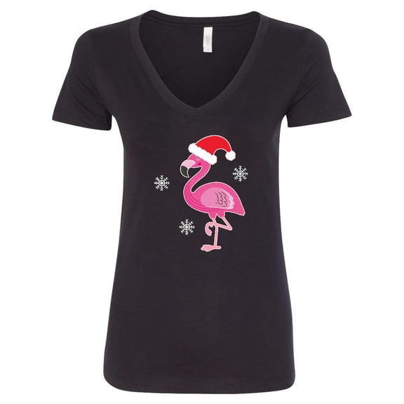 Inktastic Christmas Holiday Cute Flamingo Women's V-Neck T-Shirt