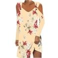 thumbnail image 1 of Robe d'Été pour Femmes Imprimée Manches Longues Col Rabattu, Robe pour Femmes, Robe Manches Longues pour Femmes Robe d'Été, 1 of 5