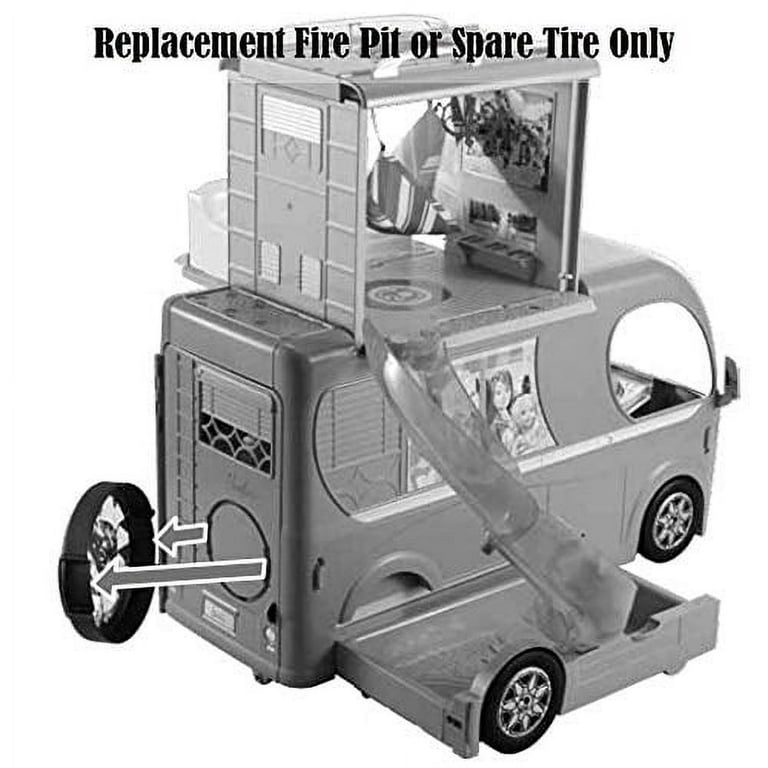 Replacement Parts for Barbie Camping Van CJT42 Barbie RV Pop Up Camper Vehicle Playset Replacement Fire Pit Spare Tire