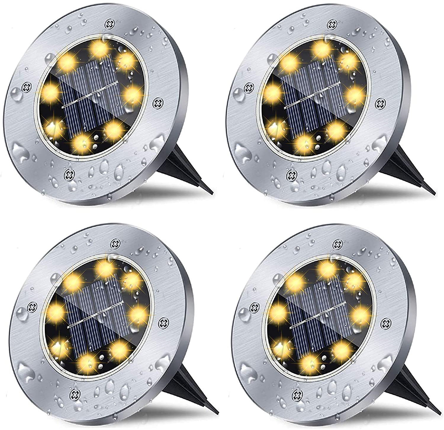 Solar Ground Lights, Waterproof Solar Garden Lights, Upgraded Outdoor