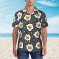 thumbnail image 2 of Susaid Cute Poached Eggs Print Short Sleeve Shirts Button Down Casual Shirts Summer Beach Aloha Button Down Short Sleeve for Men ,Large, 2 of 7