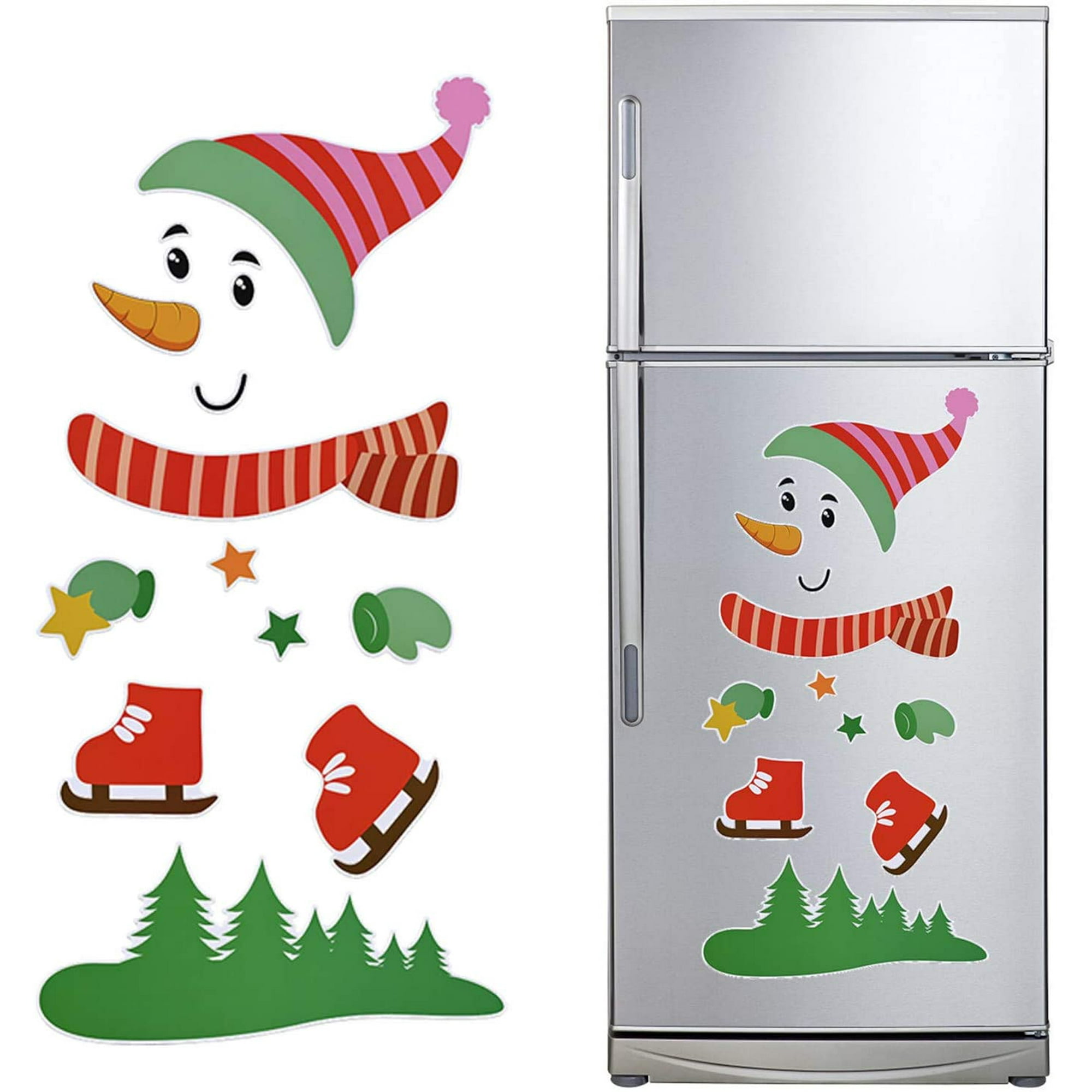 Snowman Refrigerator Set Of 15,DIY Cute Funny Fridge